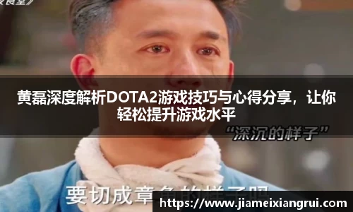 黄磊深度解析DOTA2游戏技巧与心得分享，让你轻松提升游戏水平